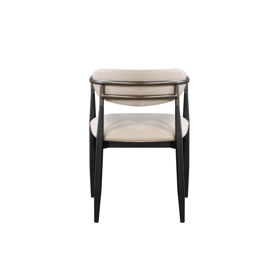 Set of 2 Beige and Black Armchair with Open Back
