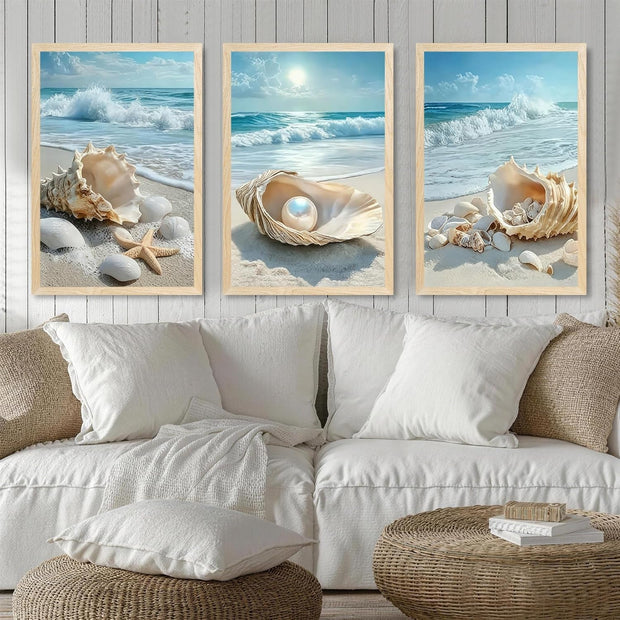 Coastal Pearl Framed Canvas Art Extravagant 20x30