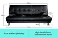 NNEDPE Sarantino 3 Seater Faux Leather Sofa Bed Couch Lounge Futon - Black