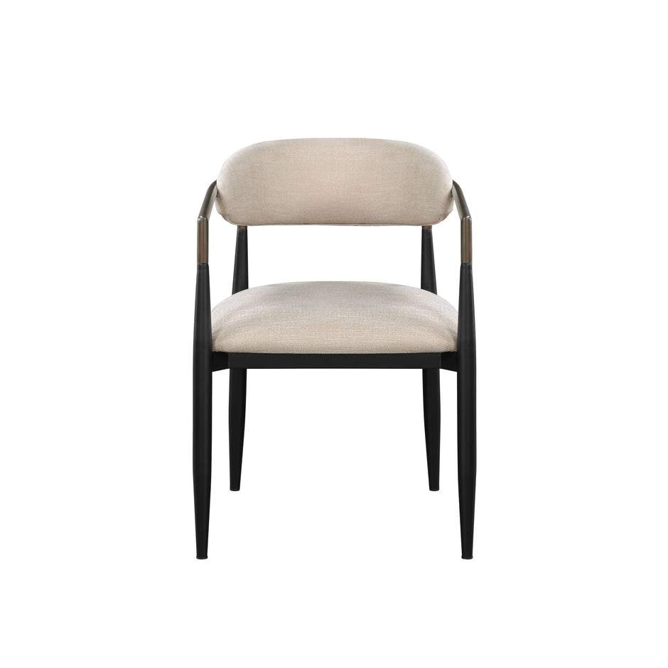 Set of 2 Beige and Black Armchair with Open Back