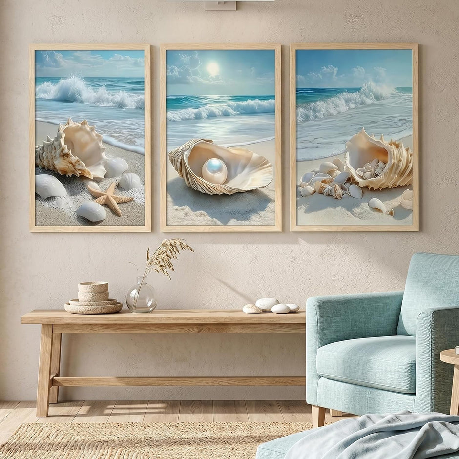 Coastal Pearl Framed Canvas Art Extravagant 20x30