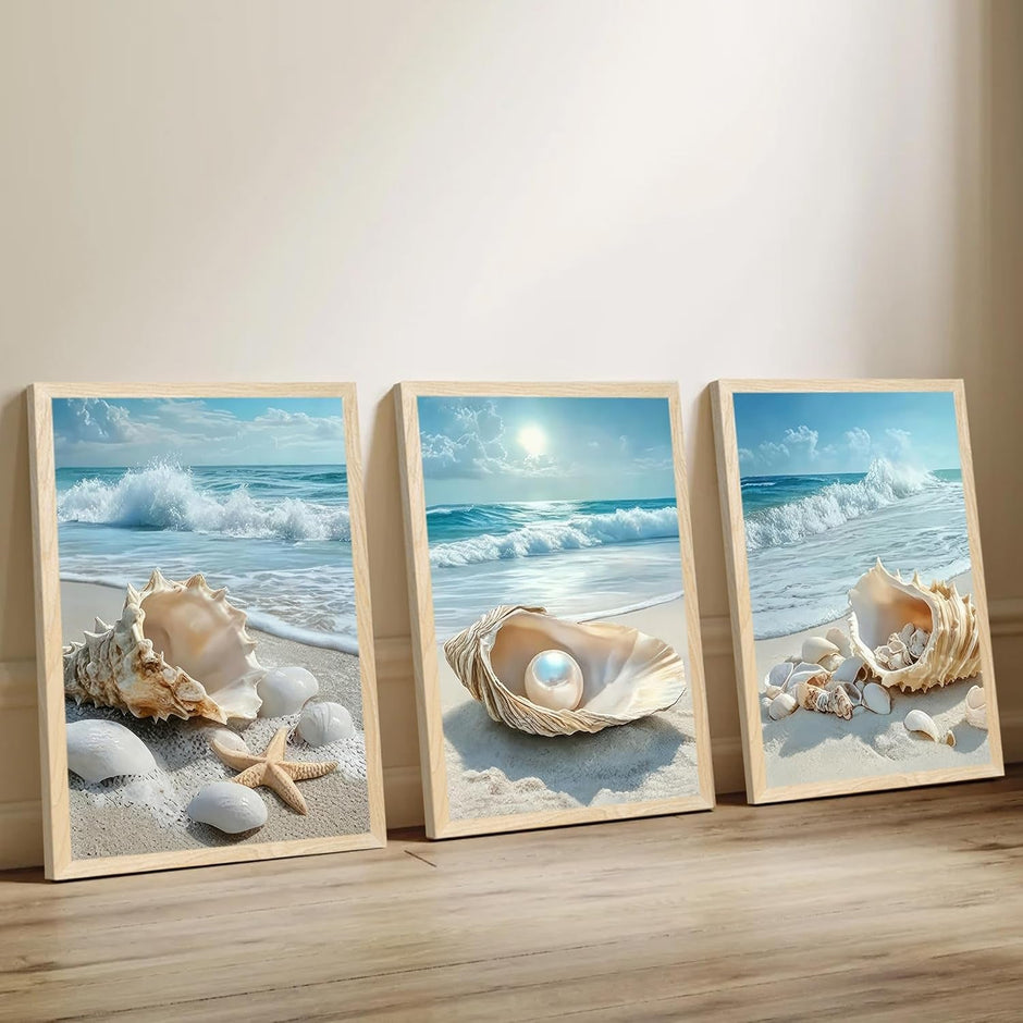 Coastal Pearl Framed Canvas Art Extravagant 20x30